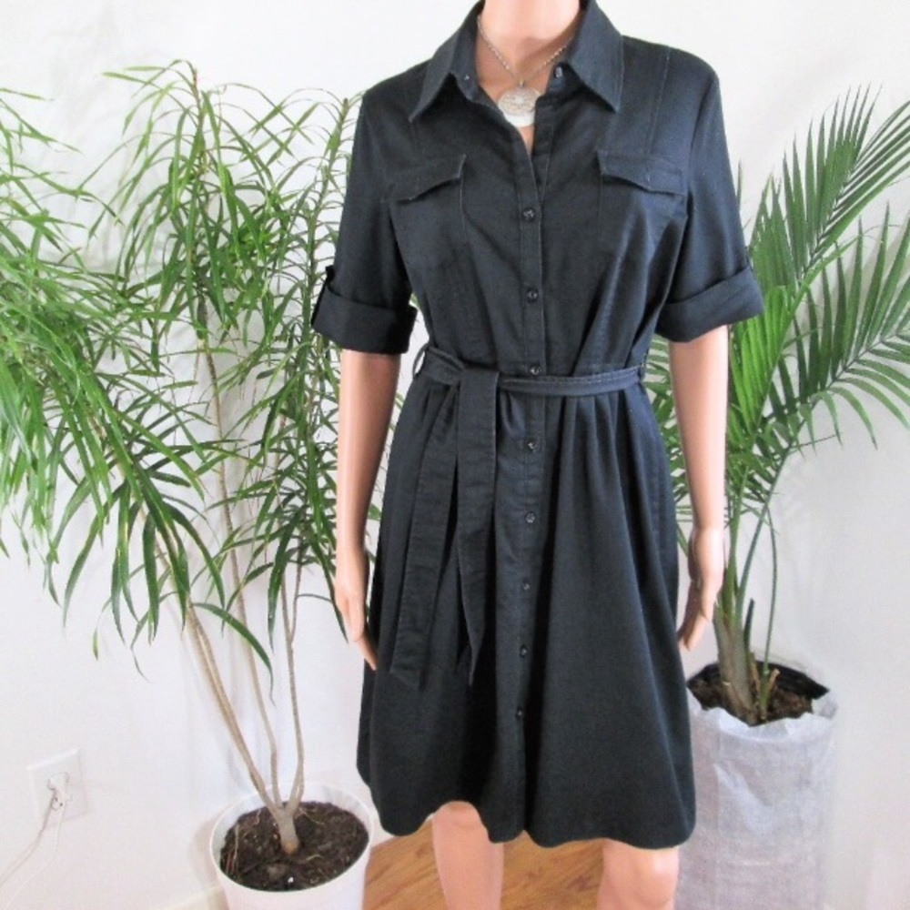 Simple & Chic Black Button Down Shirt Dress